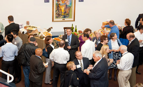 People at a Corporate Event with Food